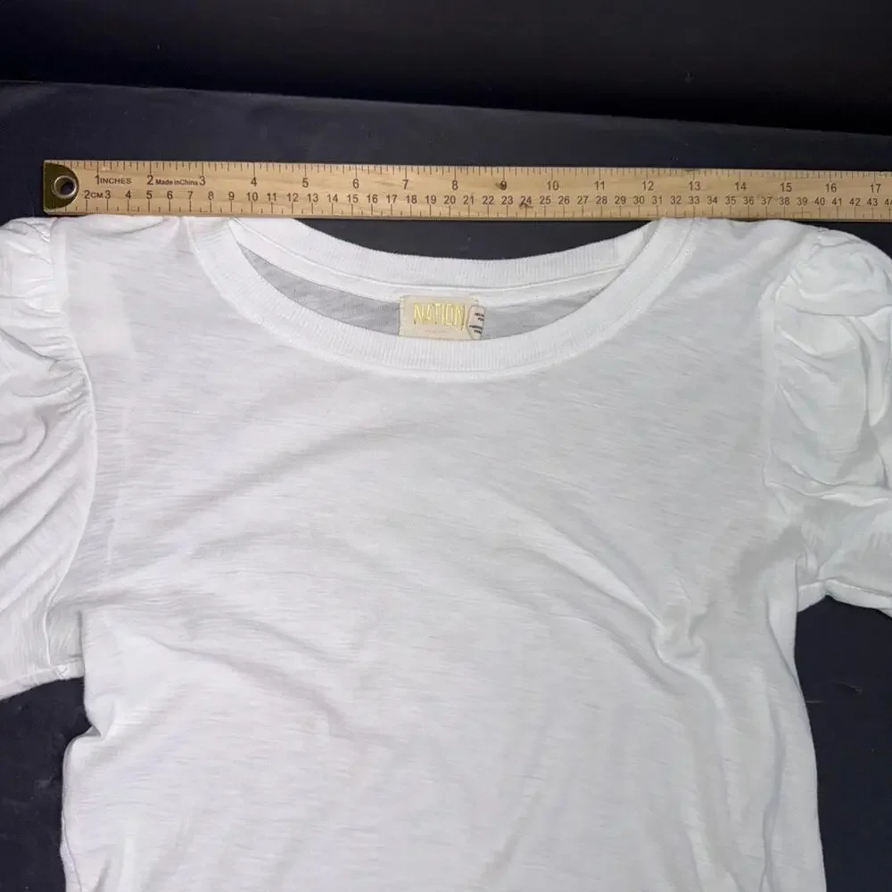 Anthropologie Nation LTD Puff Sleeve Quiet Luxury Minimalist Cotton Blouse Small - Picture 11 of 14